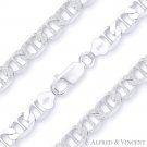 8mm Marina Mariner Pave Link Italian Chain Bracelet in 925 Italy Sterling Silver