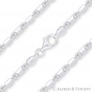 3.5mm Bar Link Heshe Italian Chain Bracelet in Solid .925 Italy Sterling Silver