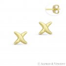 Criss-Cross X Kiss Sign Charm Stud Earrings 14k Yellow Gold 5.7x5.9mm Baby Studs Criss-Cross X Kiss Sign Charm Stud Earrings 14k Yellow Gold 5.7x5.9mm Baby Studs