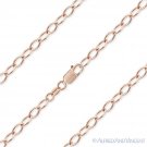 925 Sterling Silver & 14k Rose Gold 3.7mm Oval Cable Link Italian Chain Necklace 925 Sterling Silver & 14k Rose Gold 3.7mm Oval Cable Link Italian Chain Necklace