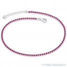 2.3mm Faux Ruby Cubic Zirconia CZ Crystal Tennis Anklet in .925 Sterling Silver 2.3mm Faux Ruby Cubic Zirconia CZ Crystal Tennis Anklet in .925 Sterling Silver