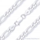 5mm Figaro Figaroa Link Italian Chain Bracelet Solid Italy .925 Sterling Silver