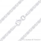 2.2mm Valentino Link Diamond-Cut Pave .925 Italy Sterling Silver Chain Necklace