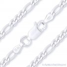 3mm Figaro Figaroa Link Italian Chain Bracelet Solid Italy .925 Sterling Silver
