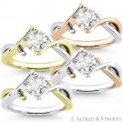 Forever ONE D-E-F Round Cut Moissanite 14k 2-Tone Gold Solitaire Engagement Ring