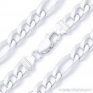 Solid Italy .925 Sterling Silver Figaro Link 9.1mm Men's Italian Chain Necklace Solid Italy .925 Sterling Silver Figaro Link 9.1mm Men's Italian Chain Necklace