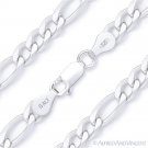6.4mm Figaro Figaroa Link Italian Chain Bracelet Solid Italy 925 Sterling Silver
