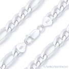 8mm Figaro Figaroa Link Italian Chain Bracelet Solid Italy .925 Sterling Silver