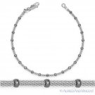 3.1mm Bead & 1.8mm Mesh Link Chain Bracelet .925 Sterling Silver & Black Rhodium