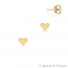 Heart Charm 3mm x 4mm 14k Yellow Gold Stud Earrings Baby Infant Children's Studs