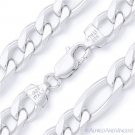 14mm Figaro Figaroa Link Italian Chain Bracelet Solid Italy .925 Sterling Silver