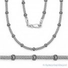 3.9mm Bead & 2.4mm Mesh Link Chain Necklace .925 Sterling Silver & Black Rhodium 3.9mm Bead & 2.4mm Mesh Link Chain Necklace .925 Sterling Silver & Black Rhodium