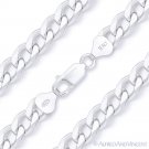 8mm Cuban / Curb Link Italian Chain Bracelet in Solid Italy .925 Sterling Silver