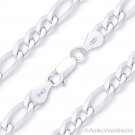 5.5mm Figaro Figaroa Link Italian Chain Bracelet Solid Italy 925 Sterling Silver