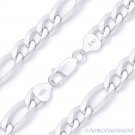 7.5mm Figaro Figaroa Link Italian Chain Bracelet Solid Italy 925 Sterling Silver