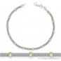 3.9mm Bead 2.4mm Mesh Link Chain Bracelet .925 Sterling Silver & 14k Yellow Gold