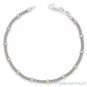 3.9mm Bead 2.4mm Mesh Link Chain Bracelet .925 Sterling Silver & 14k Yellow Gold