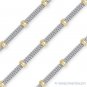 3.9mm Bead 2.4mm Mesh Link Chain Bracelet .925 Sterling Silver & 14k Yellow Gold