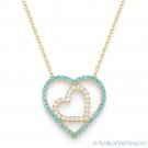 Double-Heart Charm Nano Crystal & CZ Pendant & Necklace in .925 Sterling Silver Double-Heart Charm Nano Crystal & CZ Pendant & Necklace in .925 Sterling Silver