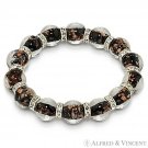 Lampwork Bead Murano Glass Foil Cubic Zirconia CZ Crystal Stretch Bracelet Black Lampwork Bead Murano Glass Foil Cubic Zirconia CZ Crystal Stretch Bracelet Black