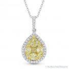 1.20ct Round Cut Yellow & White Diamond Pendant in 18k Gold w 14k Chain Necklace 1.20ct Round Cut Yellow & White Diamond Pendant in 18k Gold w 14k Chain Necklace