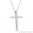 0.26ct Round Cut Diamond Cross Charm Crucifix Pendant Necklace in 18k White Gold 0.26ct Round Cut Diamond Cross Charm Crucifix Pendant Necklace in 18k White Gold