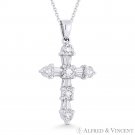 1.07ct Diamond Cross Charm 18k White Gold Crucifix Pendant w/ 14k Chain Necklace 1.07ct Diamond Cross Charm 18k White Gold Crucifix Pendant w/ 14k Chain Necklace