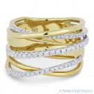 0.54ct Round Cut Diamond 14k Yellow White Gold Right-Hand Overlap Loop Wrap Ring