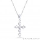 0.38ct Diamond Cross Charm 18k White Gold Crucifix Pendant w/ 14k Chain Necklace