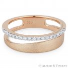 0.16ct Diamond Right-Hand Stackable Ring 2-Tone 14k Rose White Gold Brushed-Band 0.16ct Diamond Right-Hand Stackable Ring 2-Tone 14k Rose White Gold Brushed-Band