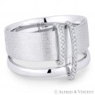 0.10 ct Round Cut Diamond Pave 14k White Gold Right-Hand Thick Double-Band Ring 0.10 ct Round Cut Diamond Pave 14k White Gold Right-Hand Thick Double-Band Ring