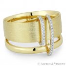 0.10 ct Round Cut Diamond Pave 14k Yellow Gold Right-Hand Thick Double-Band Ring 0.10 ct Round Cut Diamond Pave 14k Yellow Gold Right-Hand Thick Double-Band Ring