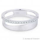 0.16ct Diamond Right-Hand Stackable Fashion Ring in 14k White Gold Brushed-Band 0.16ct Diamond Right-Hand Stackable Fashion Ring in 14k White Gold Brushed-Band
