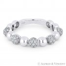 0.39 ct Round Diamond Pave Ball Stackable Band Right-Hand Ring in 14k White Gold