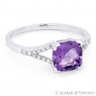 1.37 ct Cushion Cut Amethyst & Diamond 14k White Gold Engagement / Promise Ring 1.37 ct Cushion Cut Amethyst & Diamond 14k White Gold Engagement / Promise Ring