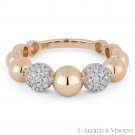 0.31ct Diamond Pave & Ball 14k Rose Gold Stackable Band Right-Hand Fashion Ring