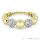 0.32ct Diamond Pave & Ball Stackable Band 14k Yellow White Gold Right-Hand Ring 0.32ct Diamond Pave & Ball Stackable Band 14k Yellow White Gold Right-Hand Ring