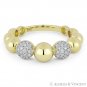 0.32ct Diamond Pave & Ball Stackable Band 14k Yellow White Gold Right-Hand Ring