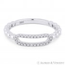 0.13ct Round Cut Diamond 14k White Gold Open-Oval & Beaded Band Right-Hand Ring 0.13ct Round Cut Diamond 14k White Gold Open-Oval & Beaded Band Right-Hand Ring