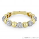 0.39ct Diamond Pave & Ball Stackable Band 14k Yellow White Gold Right-Hand Ring