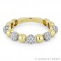0.39ct Diamond Pave & Ball Stackable Band 14k Yellow White Gold Right-Hand Ring