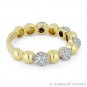 0.39ct Diamond Pave & Ball Stackable Band 14k Yellow White Gold Right-Hand Ring