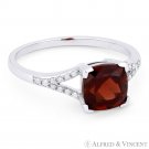 1.53 ct Cushion Cut Garnet & Diamond Engagement / Promise Ring in 14k White Gold 1.53 ct Cushion Cut Garnet & Diamond Engagement / Promise Ring in 14k White Gold