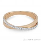 0.17ct Diamond Right-Hand Overlap Stackable Ring / Band in 14k Rose & White Gold 0.17ct Diamond Right-Hand Overlap Stackable Ring / Band in 14k Rose & White Gold