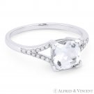 1.85 ct Cushion Cut Smoky Topaz & Diamond 14k White Gold Engagement Promise Ring