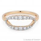 0.35ct Round Cut Diamond 14k Rose Gold Open-Oval Band Right-Hand Statement Ring 0.35ct Round Cut Diamond 14k Rose Gold Open-Oval Band Right-Hand Statement Ring