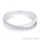 0.14ct Round Cut Diamond 14k White Gold Right-Hand Ladies Stackable Overlap Ring