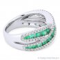 1.45 ct Round Cut Emerald & Diamond Pave Band Right-Hand Ring in 18k White Gold