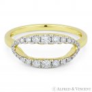 0.13 ct Round Diamond Pave 14k Yellow Gold Open-Oval Right-Hand Statement Ring