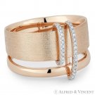 0.10ct Round Cut Diamond Pave Right-Hand Thick Double-Band Ring in 14k Rose Gold 0.10ct Round Cut Diamond Pave Right-Hand Thick Double-Band Ring in 14k Rose Gold